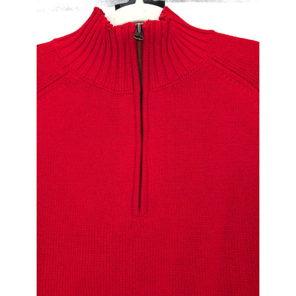 VTG 90s Y2K Womens J Crew Red 1/4 Zip Mock Neck Cotton Preppy Classic Sweater SM - Picture 3 of 7
